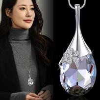 Simple Water Drop Crystal Jewelry Women's Autumn and Winter Pendant Accessories Long Temperament Pendant Necklace 60CM(Necklace Long)