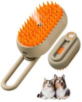 2026 New Pet Steam Brush, Cat Hair Removal Comb - 3-in-1 USB Rechargeable Pet Hair Remover with Water Tank (1 piece, Cream Coffee Color) Pack of 1