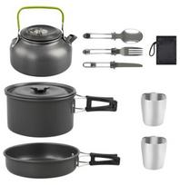 Outdoor Camping Cookware Set Cooking Equipment Including Pots for Boiling Water Hanging Pot Set Teapot Barbecue Supplies juoda