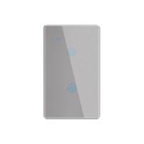 Tuya Zigbee WiFi Connect Alexa Google for Smart Home Switch Glass Panel 2 Gang Single Zero Fire IP66 Electroplated Metal Frame 118mm*72mm&US Standard balta