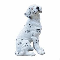 Dervinė šuns figūrėlė Rankomis dažytos detalės Realistiškas dizainas Sėdinčio šuniuko statulėlė augintiniui 3# Spotted Dog white