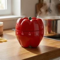 Paprikos formos laikmatis su minučių skale, segmentuotu korpusu, žalias Red Bell Pepper brown
