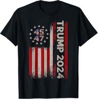 45 47 Donald Trump 2024 American Flag 2024 Election T-Shirt Unisex T-Shirt M