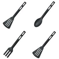 4-Piece Nylon Kitchen Utensil Set for Kids - Cooking and Baking Tools for Little Chefs - Child Friendly Kitchenware with Spatula One Size juoda