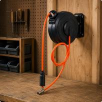 Retractable Compressed Air Tube Reel SelfLocking Automatic Rewind Hose 180° Swivel Bracket