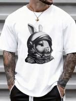 Astronaut Rabbit Graphic T-Shirt Unisex White Crewneck Streetwear Fashion T-Shirt M