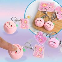 Cute Peach Fidget Keychain Cartoon Fruit Pendant Squeeze Toy for Kids Adults Office Anxiety Relief Daily Use One Size