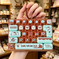 Fun 26-Key Stress Relief Fidget Keychain Cute Portable Bag Charm Pendant for Adult Work Anxiety Relief Accessory A4