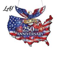 Bald Eagle Ornament USA 250th Anniversary Suncatcher 1776-2026 Acrylic Window Hanging American S