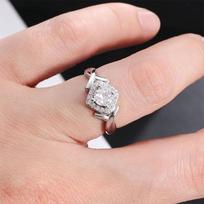Women's Square Halo CZ Ring Set Twist Band Gold CopperTone Fashion Jewelry For Daily Wear 9
