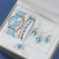 Collect The Watch Set, Double-Sided Women'S Belt, Watch Fake Three-Eye Quartz Watch Belt.