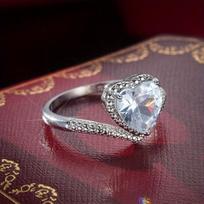 1 Pc Fashionable Luxurious Cute Heart Shaped Inlay Zircon Shiny Ring Women Party Jewelry Valentine's Day Gift 10