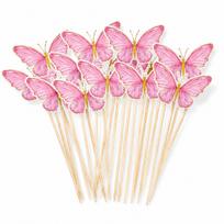 Cake Toppers 10 Pcs Pink Butterfly Picks with Gold-Color Accents for Cupcakes, Birthday Wedding Party Dessert Decor įvairiaspalvis