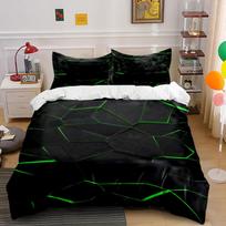 Green geometric-line pattern. Bedding sets Duvet cover sets Duvet covers Pillowcases(1*Duvet Cover 2*Pillowcases without duvet insert) 135x200cm