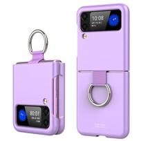 Anti -Fingerprint Thin Slim Folding Case For Samsung Galaxy Z Flip 4 5g Flip4 Flip3 Flip 3 Drop Protection Finger Ring Cover for Samsung Z Flip 4 violetinė