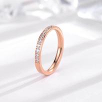Elegantiškas titano žiedas su mikro deimantais, dengtas 18k rožiniu auksu, unisex, poros papuošalas, dovana US size 4