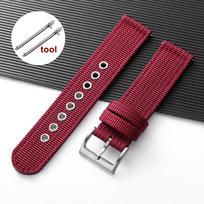 Nylon Strap 18/20/22mm for Tudor for Omega Watch Band Woven Canvas Fabric Bands for Seiko Military Sport Quick Release Bracelet 20mm raudona