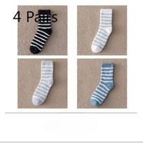 4 poros žieminių koralinio vilnos miego grindinių kojinių šiltoms kojoms ir namams, vyriškos, sustiprintos, šiltos ir atsparios šalčiui, vidutinio ilgio, dryžuotos 4 pairs gray
