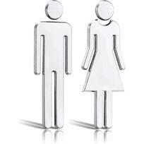 Toilet Signs Of Male And Female Symbols,12cm Toilet Signs Door Plate Silver Women Men Adhesive