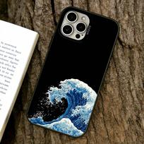 Didžioji bangos Kanagavoje Anime telefono dėklas, skirtas iPhone 17,16,15,14,13,12,11 Plus,Pro Max,XS,Spalvotas sidabru dengtas vidinis dangtelis iPhone11ProMax