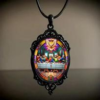 Pendant Elegant Black Frame Mosaic - Stylish and Romantic Gift Necklace 50CM(Necklace Size)