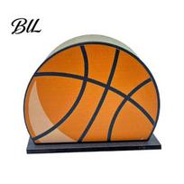 Football Napkin Holder Sports Ball for Table, Freestanding Wooden Dispenser, Tabletop Tissue Towel Theme Birthday Party Supplies Vertical Paper Stand B