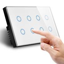ODM UK 8 Gang Smart Home WIFI Wall Touch Electrical Switch by Cell Phone Voice Remote Control Luxury Gold White Black 147*86*38MM&Uk Standard auksas