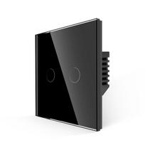 Tuya Eu Version Smart Wifi Wall Touch Switch 2 Gang Alexa Compatible Light Switches (Black,86m*157m&Eu Standard) juoda