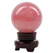 Natural Crystal Ball Ornaments Prosperous Marriage Feng Shui Living Room Study Office Hibiscus Stone Paper Box Packaging (Pink,5cm diameter to the base) rožinė