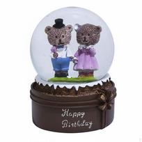 Bear Couple Snow Globe Glittering Light up Crystal Ball Automatic Snowfall Special Day Greetings 45# Hand IN Hand