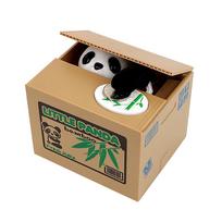 Kiaulės taupyklės Mielos automatinės Panda Katė Vagiančios monetų dėžutės Vaikų dovana Namų dekoras Pinigų taupymo dėžutė Elektroninės pinigų dėžutės Style A black