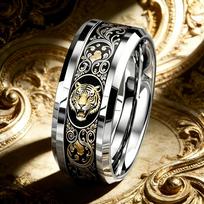 Vintage Baroque Style Majestic Lion Head Ring Gothic Punk Stainless Steel Rings For Men Women Rock Biker Totem Jewelry Gifts 9 white