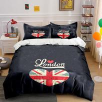 London Heart Union Jack Style Bedding Duvet Cover Set Duvet Cover Pillowcases (1 * Duvet Cover 2 * Pillowcases, without duvet insert) 135x200cm