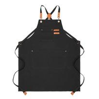 Adjustable Kitchen Apron Oil-proof Barista Apron Fashion Canvas Apron  Pottery juoda