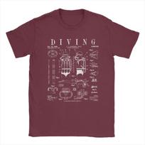 Juokingi nardymo įrangos nardytojo piešiniai T-shirt vyrams Medvilniniai T-shirt Scuba diver Nardymo trumpomis rankovėmis T-shirt Spausdinti drabužiai S bordinė
