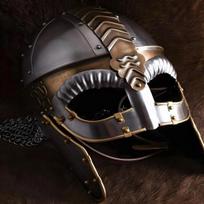 Gjermundbu vikingų šalmas, Norvegų karys, LARP kovos įranga, Rankų darbo plieninis ir žalvarinis šalmas