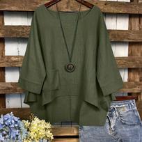 Women's Irregular Loose Fashion T-shirt Summer Top L armijos žalia spalva