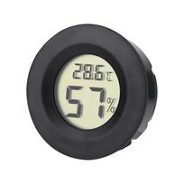 LCD Cigar Hygrometer Thermometer with Embedded Installation, Temperature and Humidity Meter for Humidor, Black Round Face