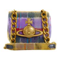 Vivienne Westwood Jodie Magnetic Flap Closure Chain Shoulder Saddle Bag Wool Crossbody Bag Women bags 4603000DWW00ZNMULTICOLOR Basic Set (Bag+Dust Bag)