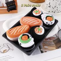 1/3/4/5 Pairs Of Sushi Pizza Burger Socks Gift Box Women'S Autumn Winter Warm Socks Gift Box Birthday Holiday Creative Gift