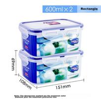 LOCK&LOCK Plastic Food Storage Containers, Microwave-Safe Lunch Boxes, Bento Boxes, Refrigerator Storage Containers, 600ml*2
