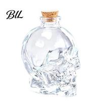 Hand-blown Skull Bottle Whiskey Decanter, 3D Glass Liquor with Stopper, Novelty Bourbon Storage Wine Dispenser for Home Bar, Unique Gothic Gift 120ML