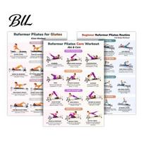 Core Tightening Pilates 3Pcs Equipment Training Poster Set Full Body Strengthening Deep Muscle Activation Posture Workout Chart Home Gym Exercise Sets