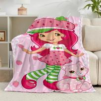 1PC Strawberry Kitten Flannel Blanket Gift, Suitable for Both Men And Women, Soft Ideal for Beds And Sofa, Birthday Or Christmas Gift 75x90cm