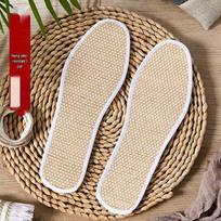 Men's Breathable, Sweat-Absorbing, Odor-Removing Thin Linen Insoles for All-Season Comfort Size 35
