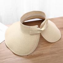 Beach Cap Roll-Up Bow Sun Cap Big Brim Weave Sun Cap Empty Top Cap Packable Straw Hat Sun Hat kava