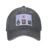Stardew Valley GreyGray Cat Baseball Caps Snapback Washed Denim Hats Outdoor Adjustable Casquette Hip Hop Baseball Cowboy Hat One Size
