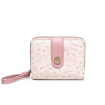 Cute Women's Short Student Card Holder Zipper Purse Girls One Size rožinė