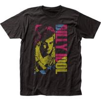 Billy Idol Color Block Unisex T-Shirt Music Classic Rock N Roll Band Tee New Black XXXL