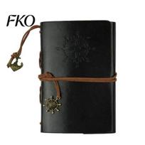 Sketchbook Notebook Faux Leather Binder, 6 Ring Loose Leaf Vintage Personal Mini Journal Planner with Retro Steering Wheel Pendant for Writing, Small juoda